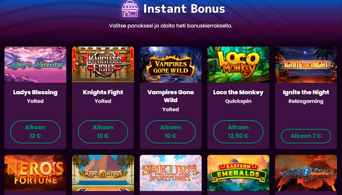 Boom Casino instant bonus