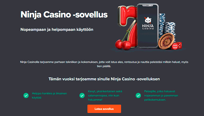 Ninja Casino mobiili sovellus